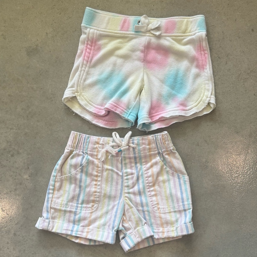 Girls Tie-Dye and Striped Shorts Set